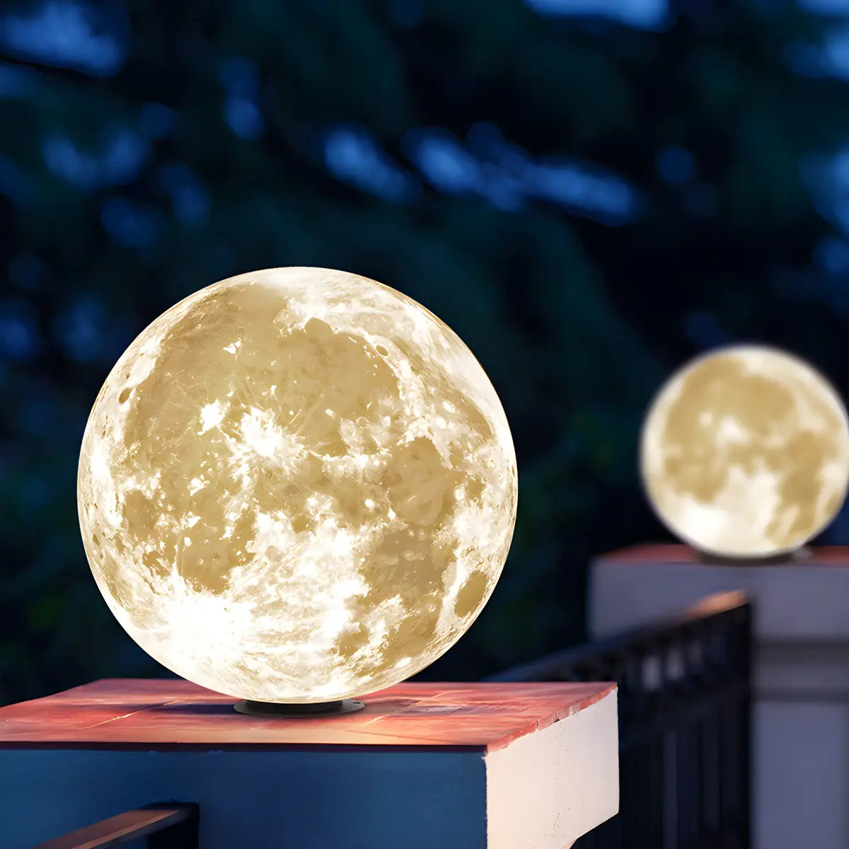 Creative White Moon Design Globe LED Outdoor Table Lamp Image - 12