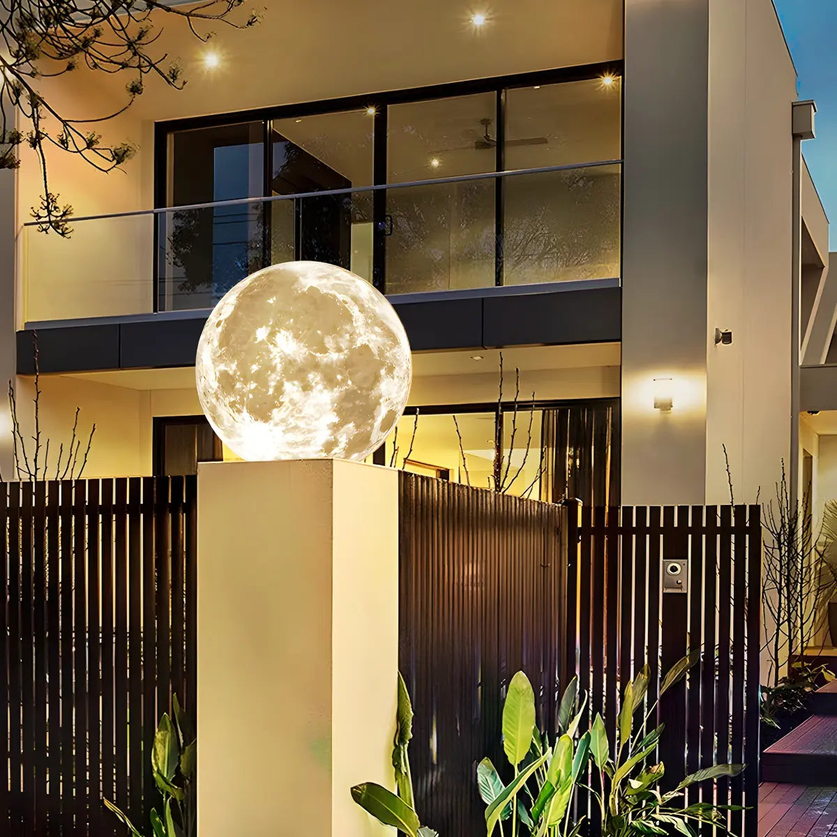 Creative White Moon Design Globe LED Outdoor Table Lamp Image - 2