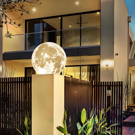 Creative White Moon Design Globe LED Outdoor Table Lamp Image - 2