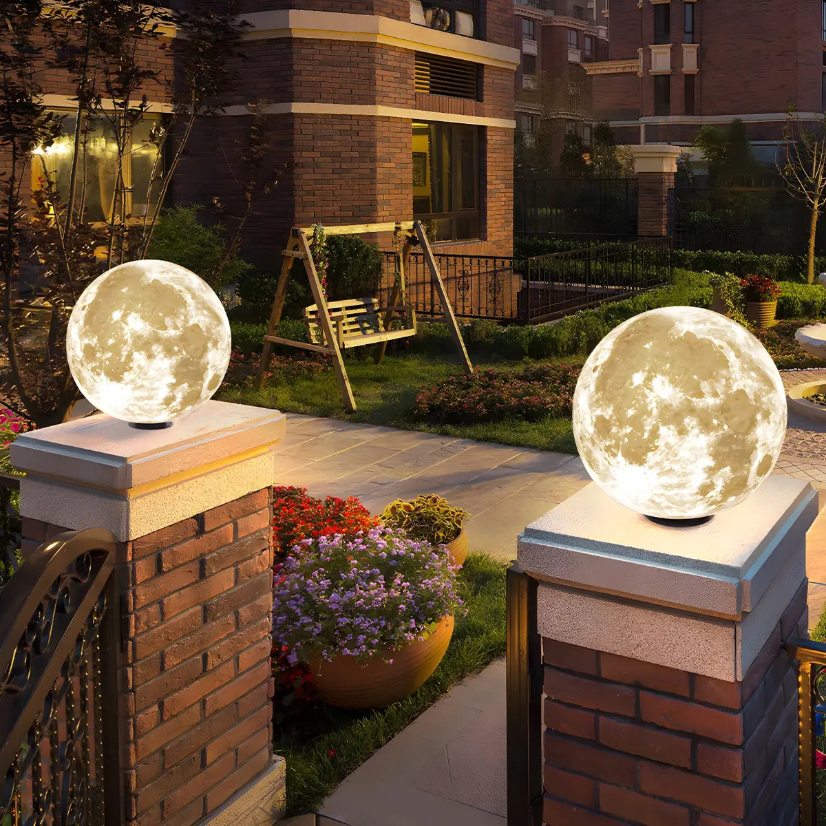 Creative White Moon Design Globe LED Outdoor Table Lamp Image - 3