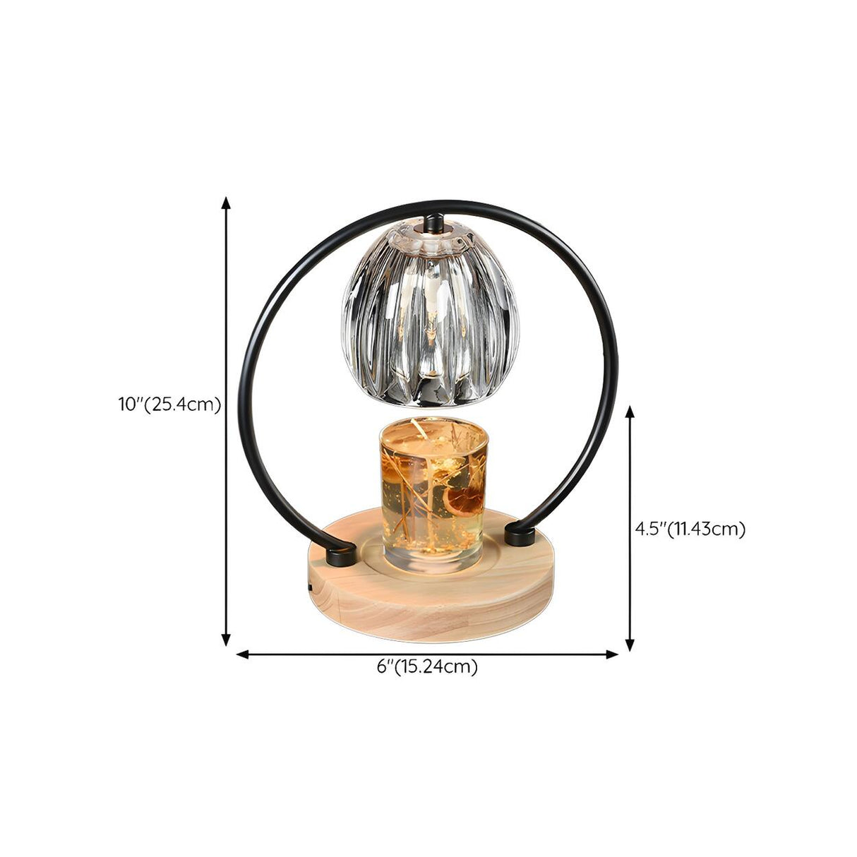 Creative Wooden Base Spherical Glass Shade Table Lamp Image - 12