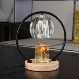 Creative Wooden Base Spherical Glass Shade Table Lamp Image - 2