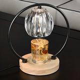 Creative Wooden Base Spherical Glass Shade Table Lamp Image - 7