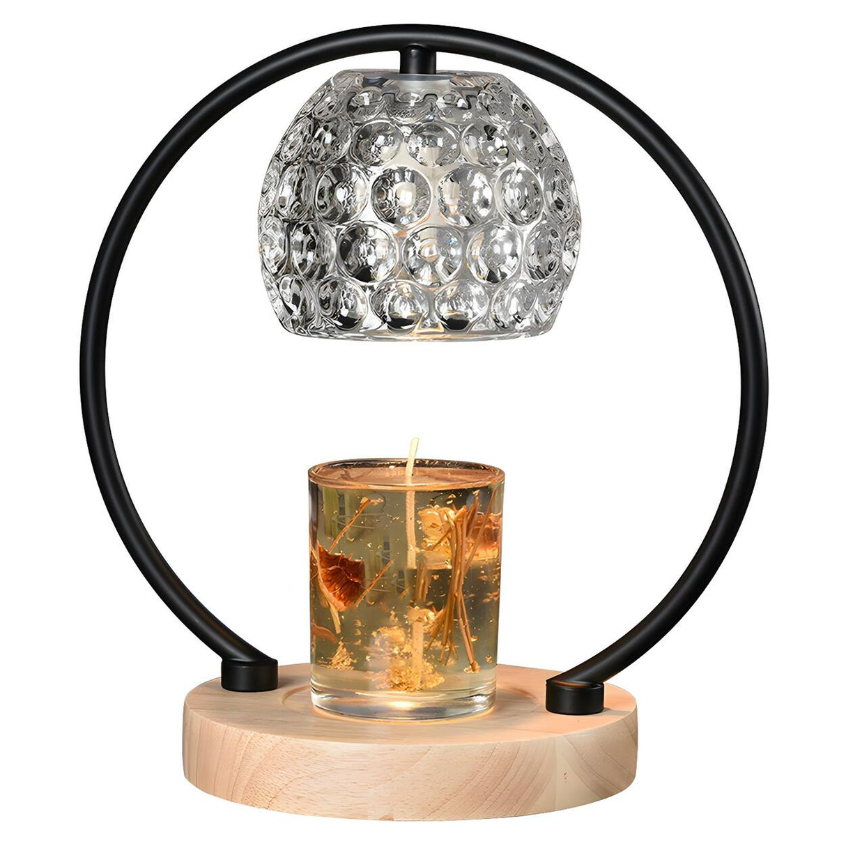 Creative Wooden Base Spherical Glass Shade Table Lamp Image - 8