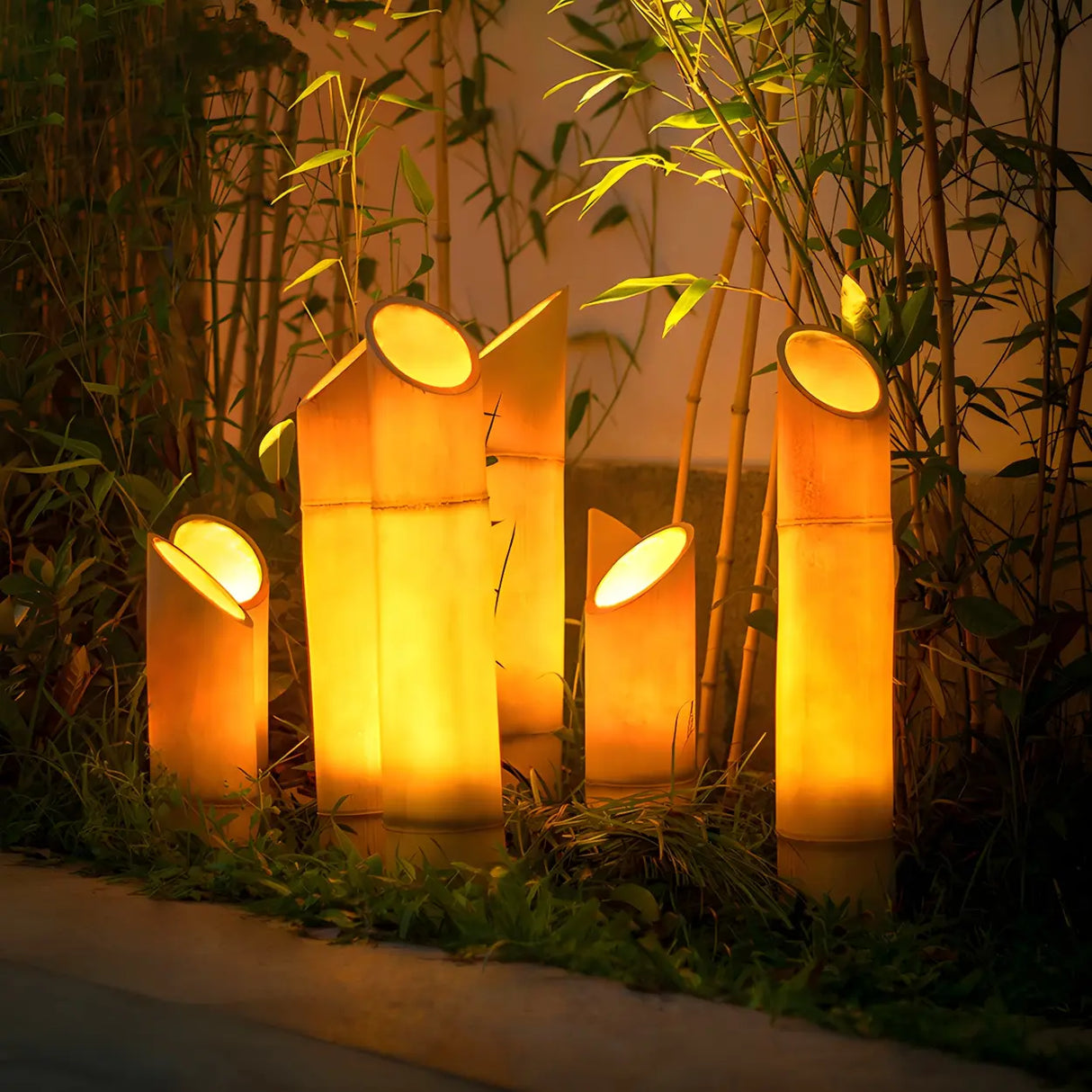 Creative Zen Bamboo Outdoor Decorative Floor Table Lamp Image - 1