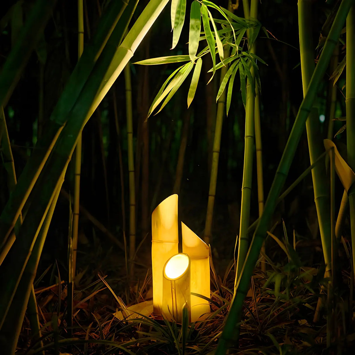 Creative Zen Bamboo Outdoor Decorative Floor Table Lamp Image - 4