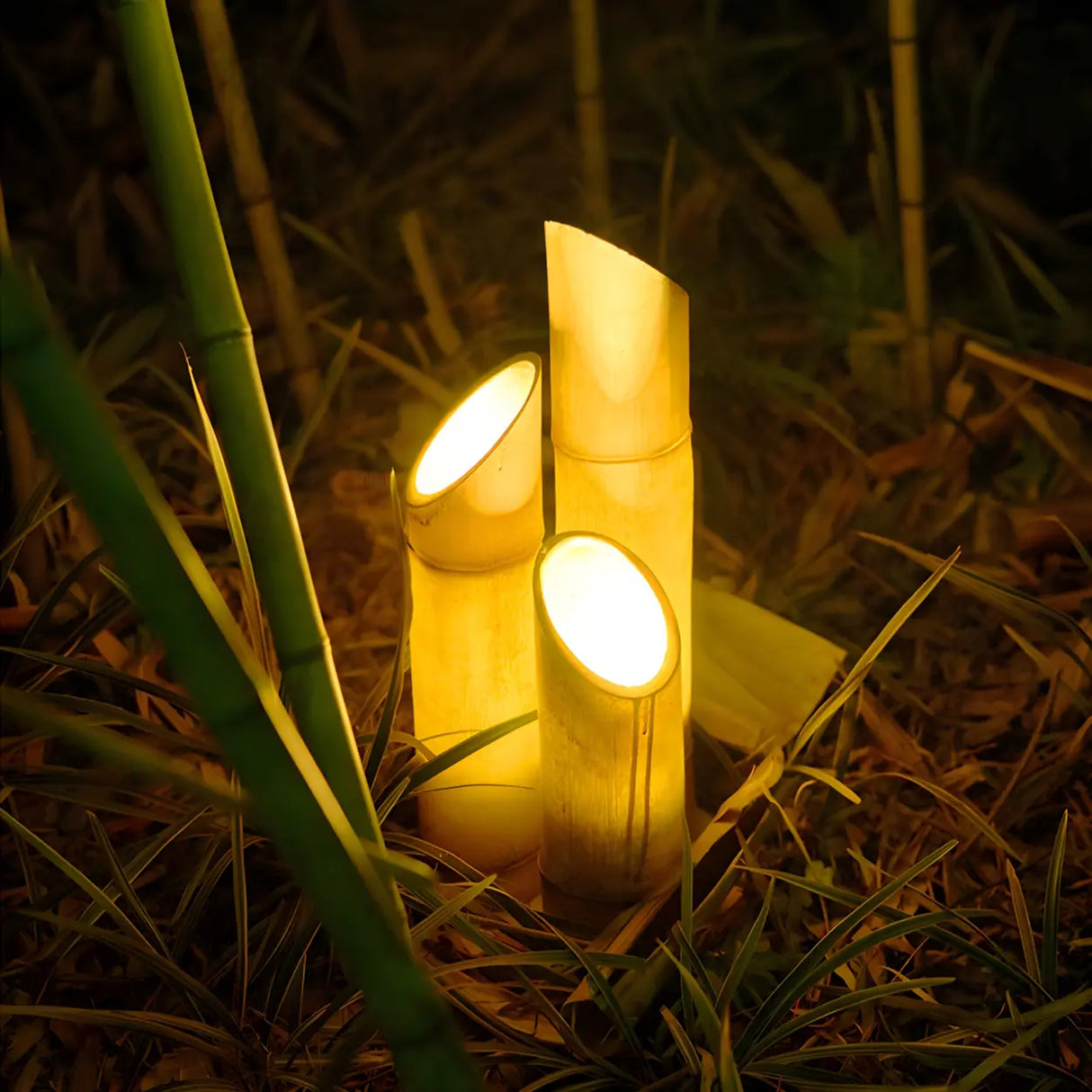 Creative Zen Bamboo Outdoor Decorative Floor Table Lamp Image - 6