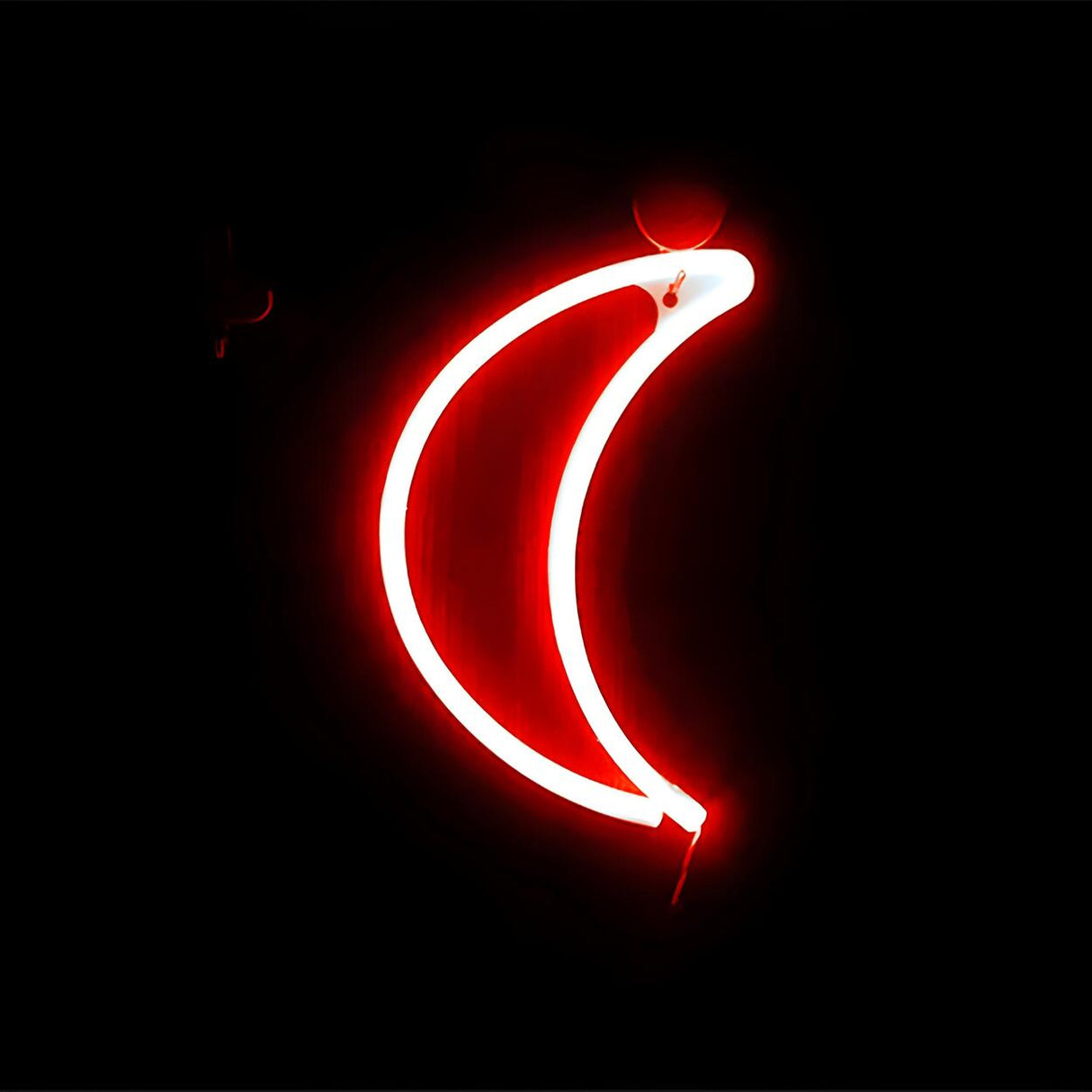 Crescent Moon White Plastic Mini LED Neon Light Image - 1