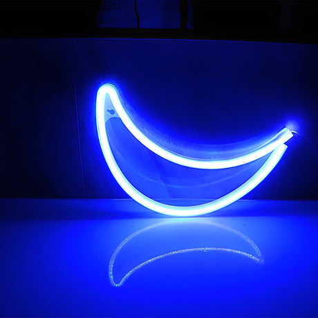 Crescent Moon White Plastic Mini LED Neon Light Image - 2