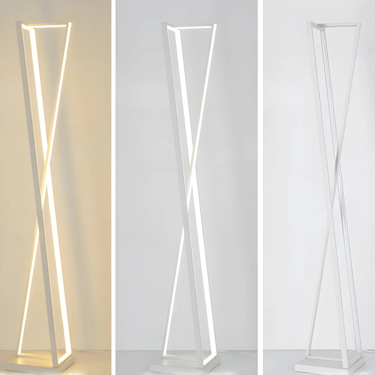 Crossed Frame Design White Geometric LED Floor Lamp Image - 11