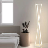 Crossed Frame Design White Geometric LED Floor Lamp Image - 14