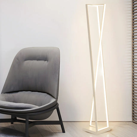 Crossed Frame Design White Geometric LED Floor Lamp Image - 2