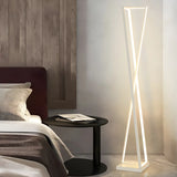 Crossed Frame Design White Geometric LED Floor Lamp Image - 4