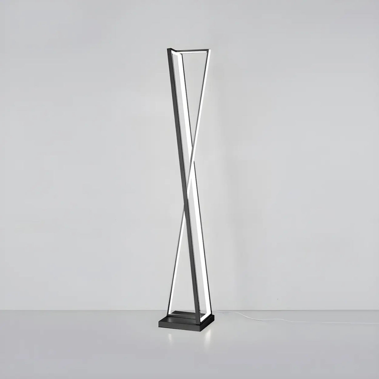 Crossed Frame Design White Geometric LED Floor Lamp Image - 6