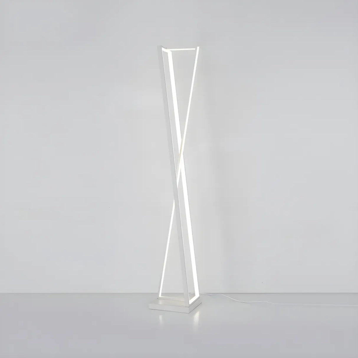 Crossed Frame Design White Geometric LED Floor Lamp Image - 7