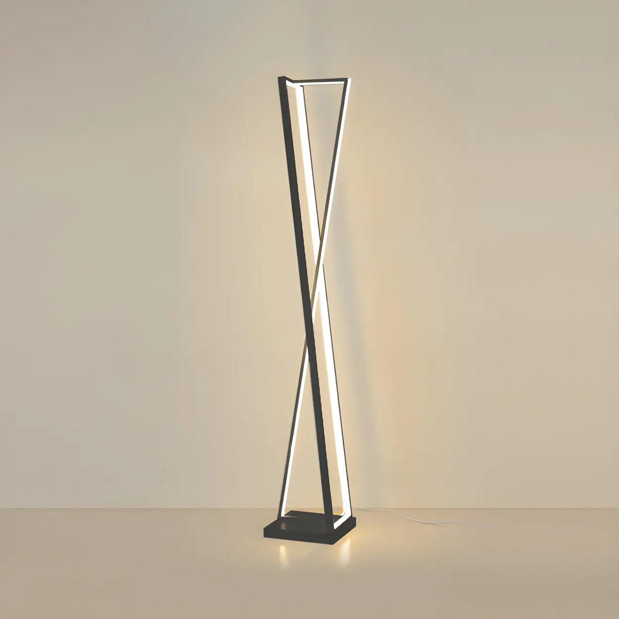 Crossed Frame Design White Geometric LED Floor Lamp Image - 8