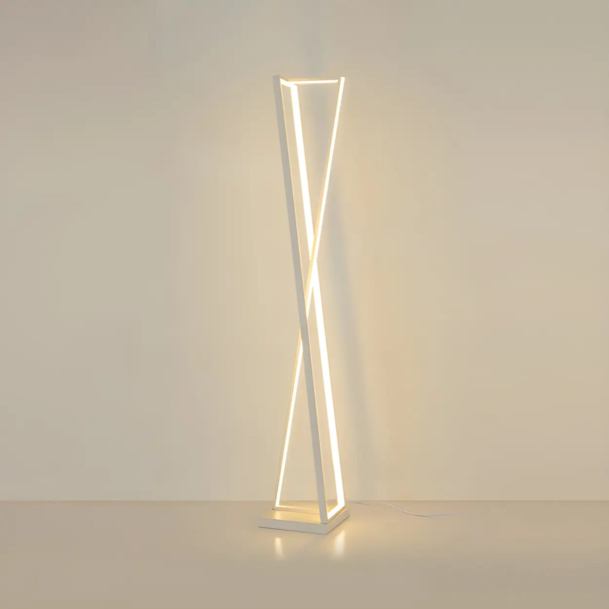 Crossed Frame Design White Geometric LED Floor Lamp Image - 9