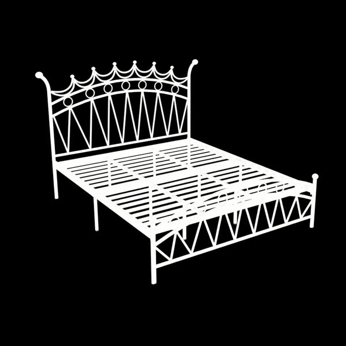 Crown Metal Footboard and Headboard Gold King Open-Frame Bed Image - 11