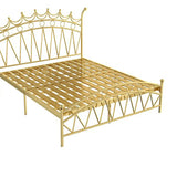 Crown Metal Footboard and Headboard Gold King Open-Frame Bed Image - 12