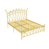 Crown Metal Footboard and Headboard Gold King Open-Frame Bed Image - 13