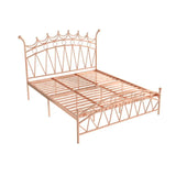 Crown Metal Footboard and Headboard Gold King Open-Frame Bed Image - 14