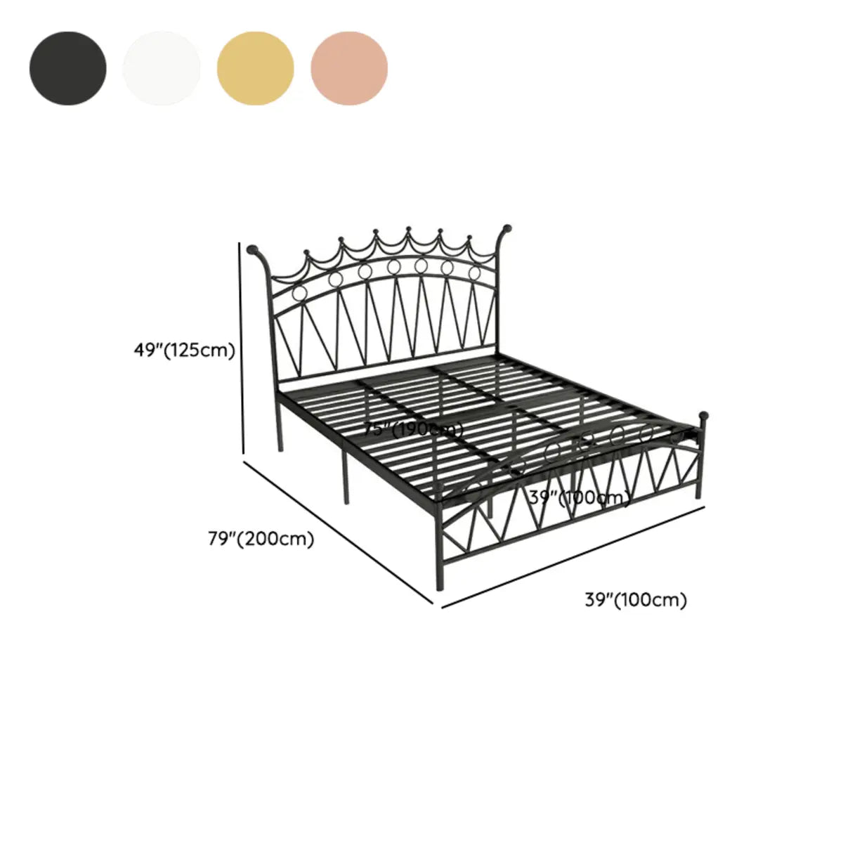 Crown Metal Footboard and Headboard Gold King Open-Frame Bed 