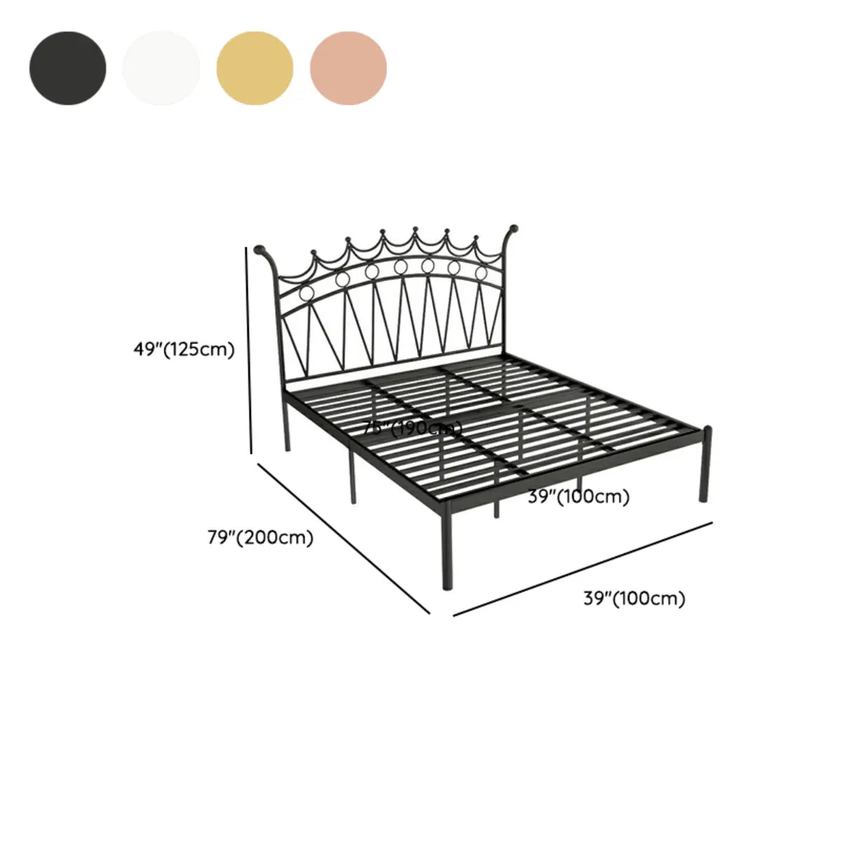 Crown Metal Footboard and Headboard Gold King Open-Frame Bed Image - 16