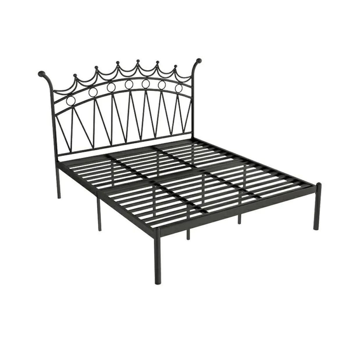 Crown Metal Footboard and Headboard Gold King Open-Frame Bed Image - 2