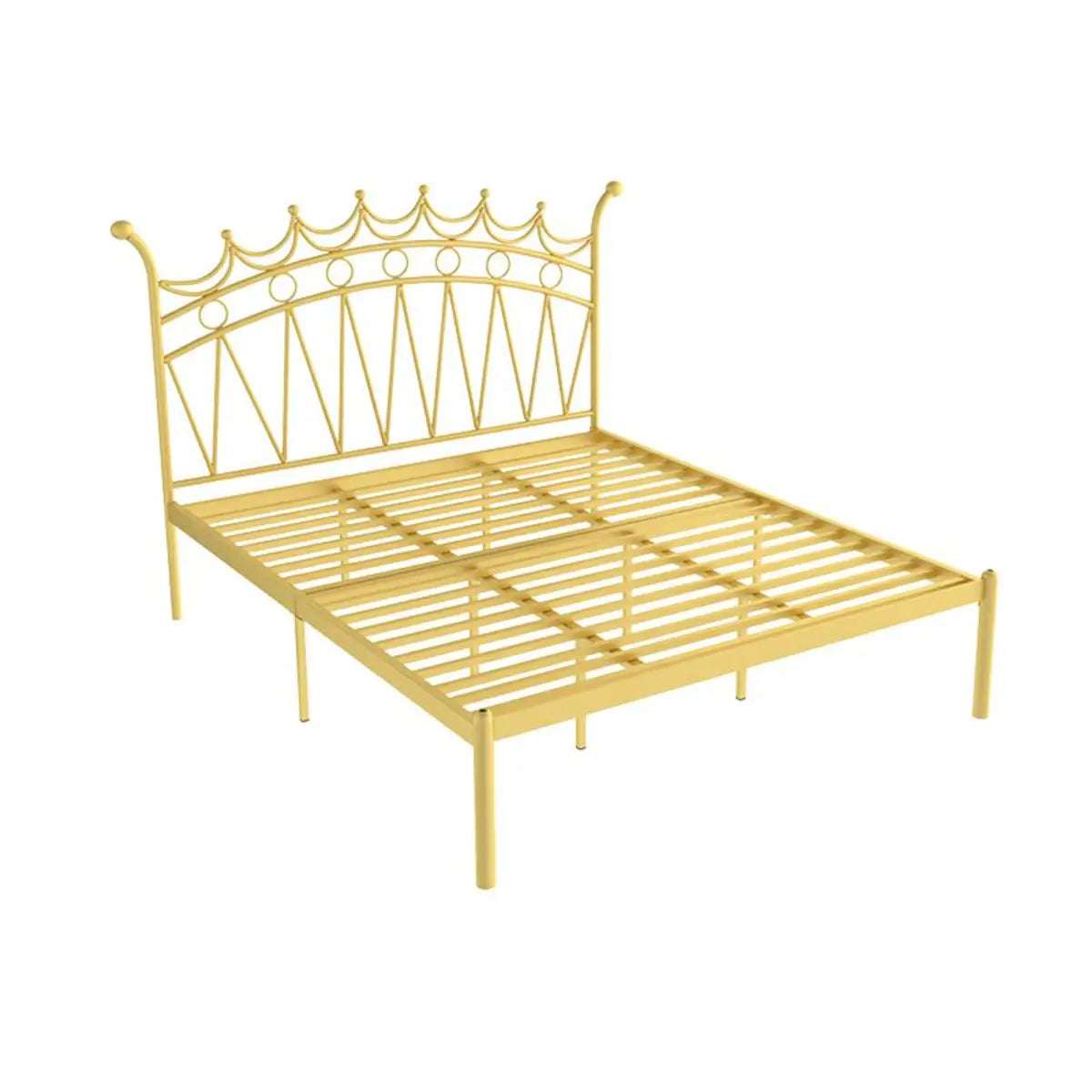 Crown Metal Footboard and Headboard Gold King Open-Frame Bed Image - 5