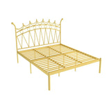 Crown Metal Footboard and Headboard Gold King Open-Frame Bed Image - 5