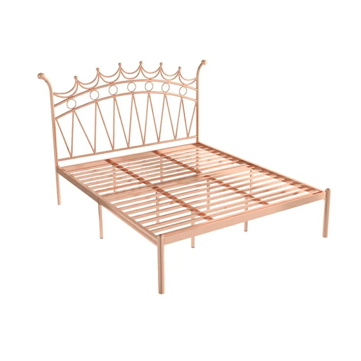 Crown Metal Footboard and Headboard Gold King Open-Frame Bed Image - 7