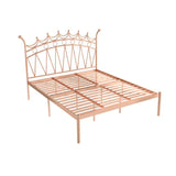 Crown Metal Footboard and Headboard Gold King Open-Frame Bed Image - 7