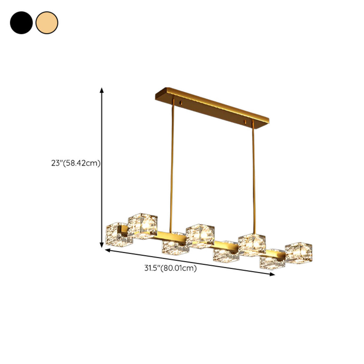 Crystal 10-Light Cube Linear Kitchen Island Light  