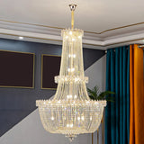 Crystal Beads Gold Tiered Empire Large Foyer Chandelier Image - 13