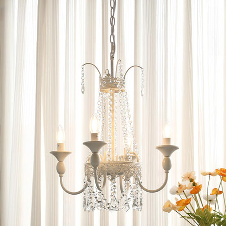 Crystal Beads White Metal Candelabra Chandelier Image - 2