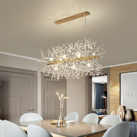 Crystal Branch Modern Gold Island Chandelier Light Image - 1