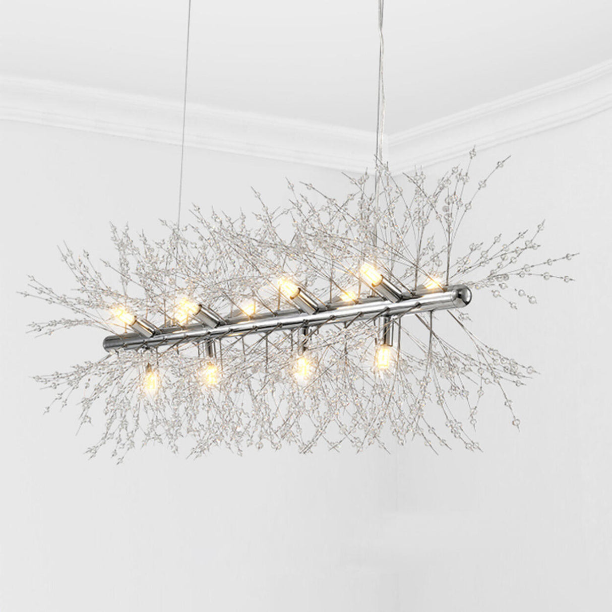 Crystal Branch Modern Gold Island Chandelier Light Image - 11