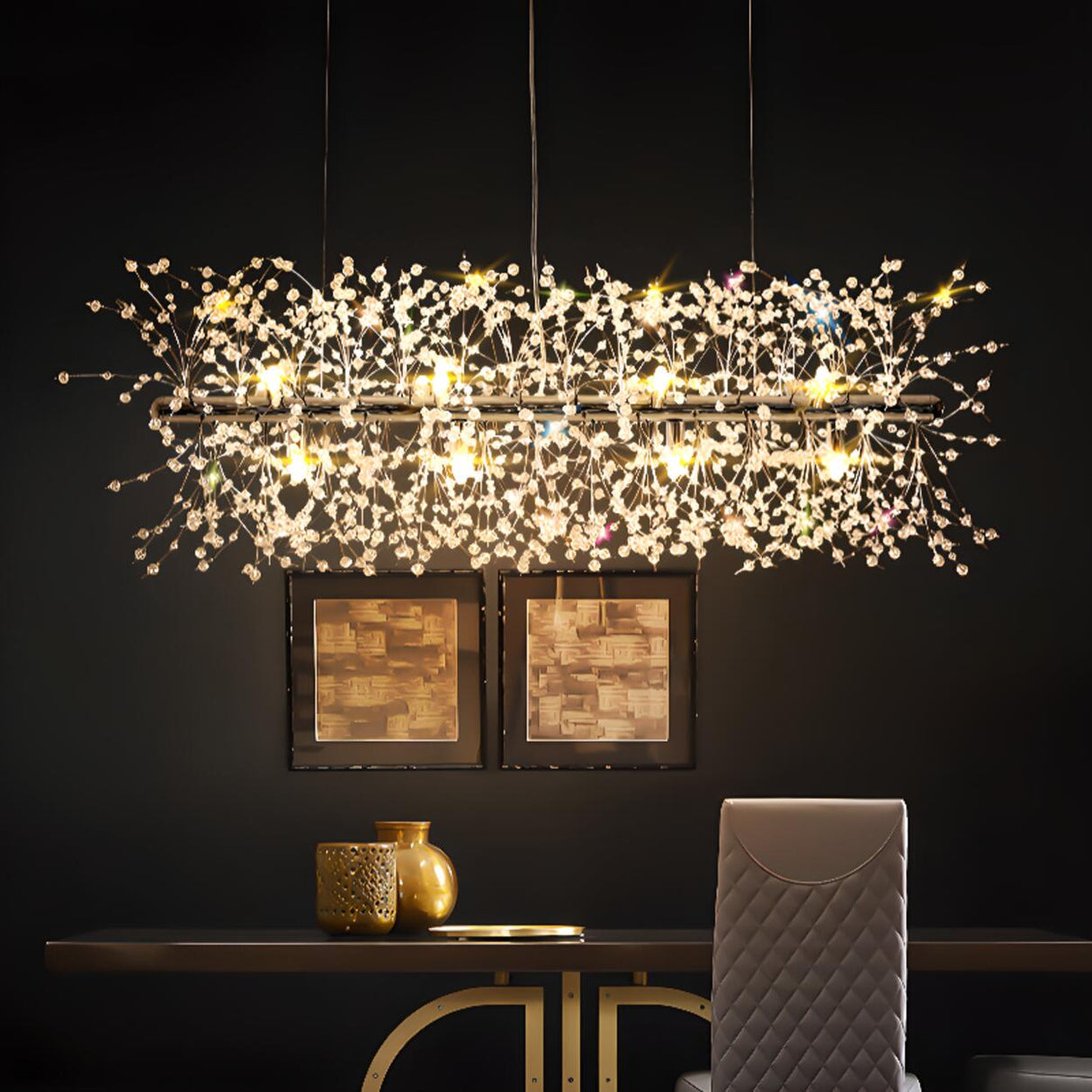 Crystal Branch Modern Gold Island Chandelier Light Image - 8