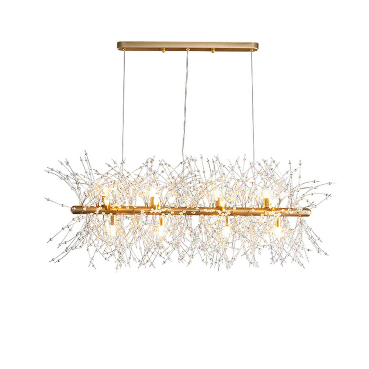 Crystal Branch Modern Gold Island Chandelier Light Image - 9