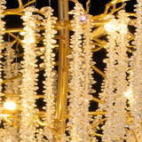 Crystal Branch Tiered Gold Long Adjustable Foyer Chandelier Image - 13