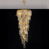 Crystal Branch Tiered Gold Long Adjustable Foyer Chandelier Image - 15