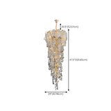 Crystal Branch Tiered Gold Long Adjustable Foyer Chandelier Image - 18