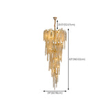 Crystal Branch Tiered Gold Long Adjustable Foyer Chandelier Image - 19