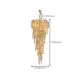 Crystal Branch Tiered Gold Long Adjustable Foyer Chandelier Image - 21