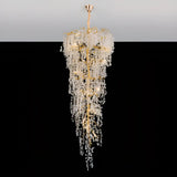 Crystal Branch Tiered Gold Long Adjustable Foyer Chandelier Image - 3