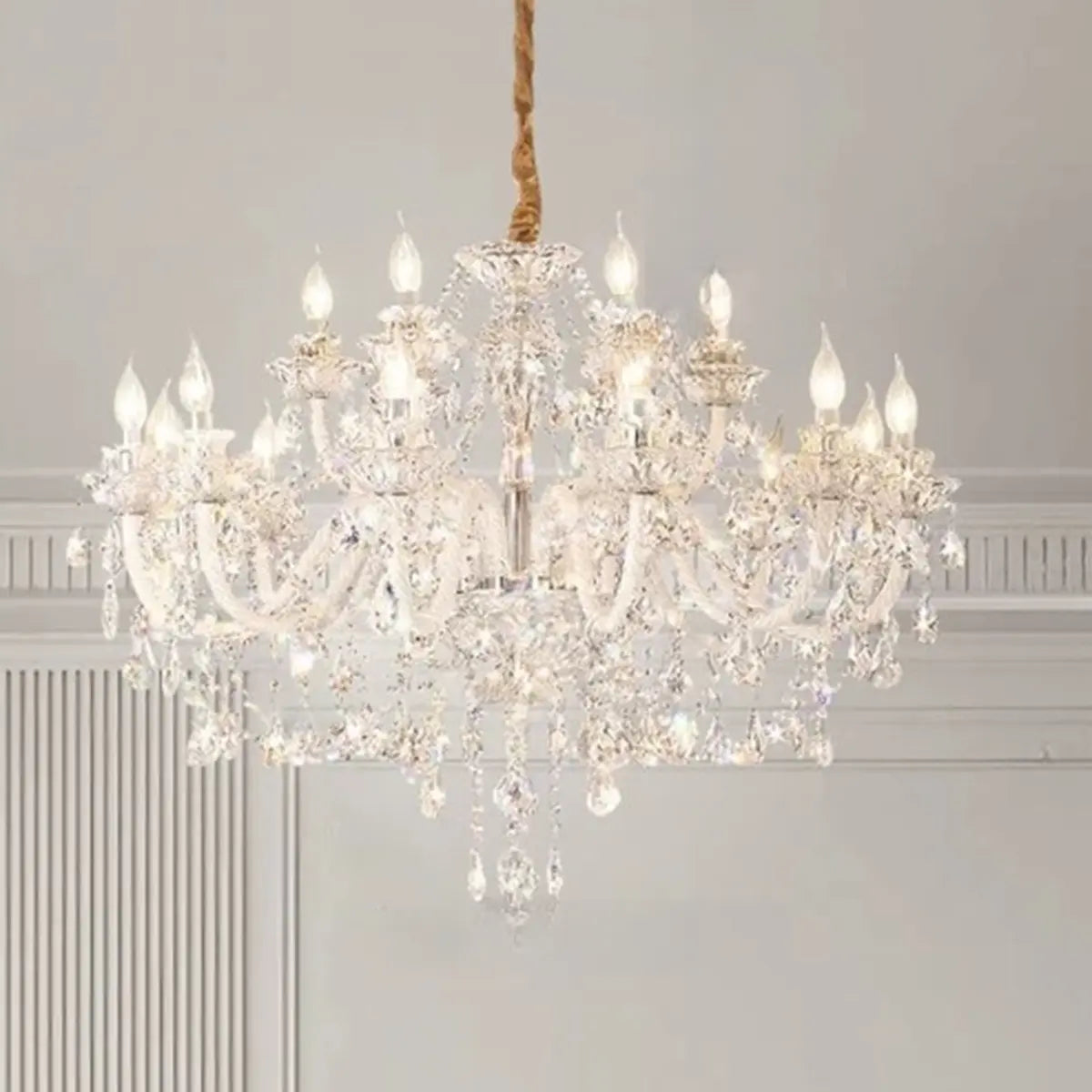 Crystal Clear Living Room Adjustable Candelabra Chandelier Image - 11