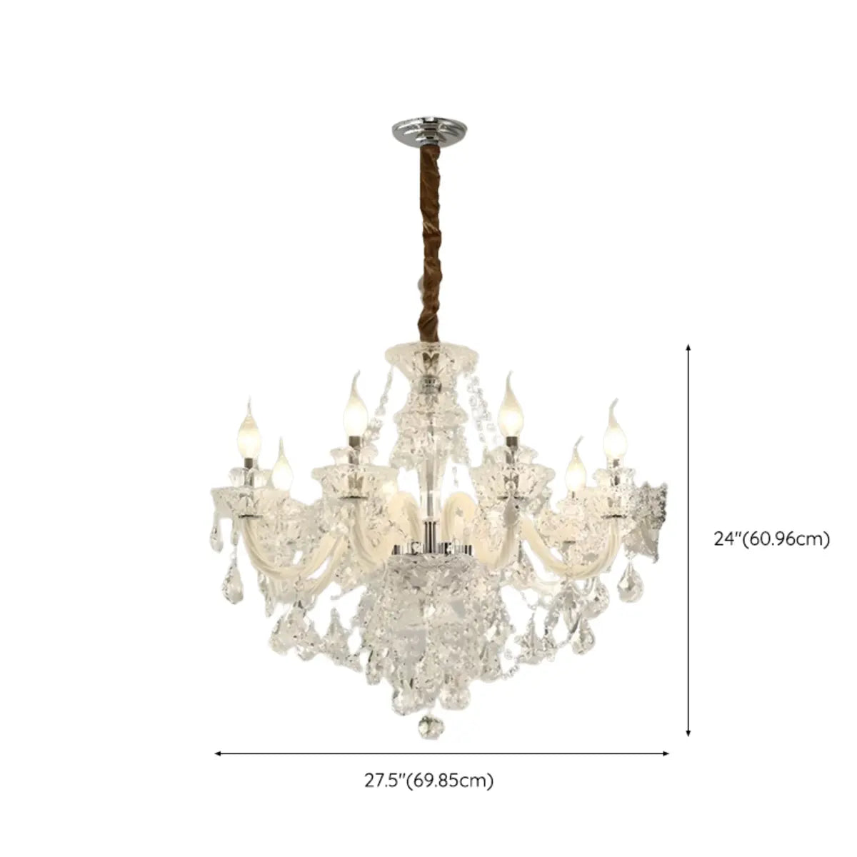 Crystal Clear Living Room Adjustable Candelabra Chandelier Image - 16