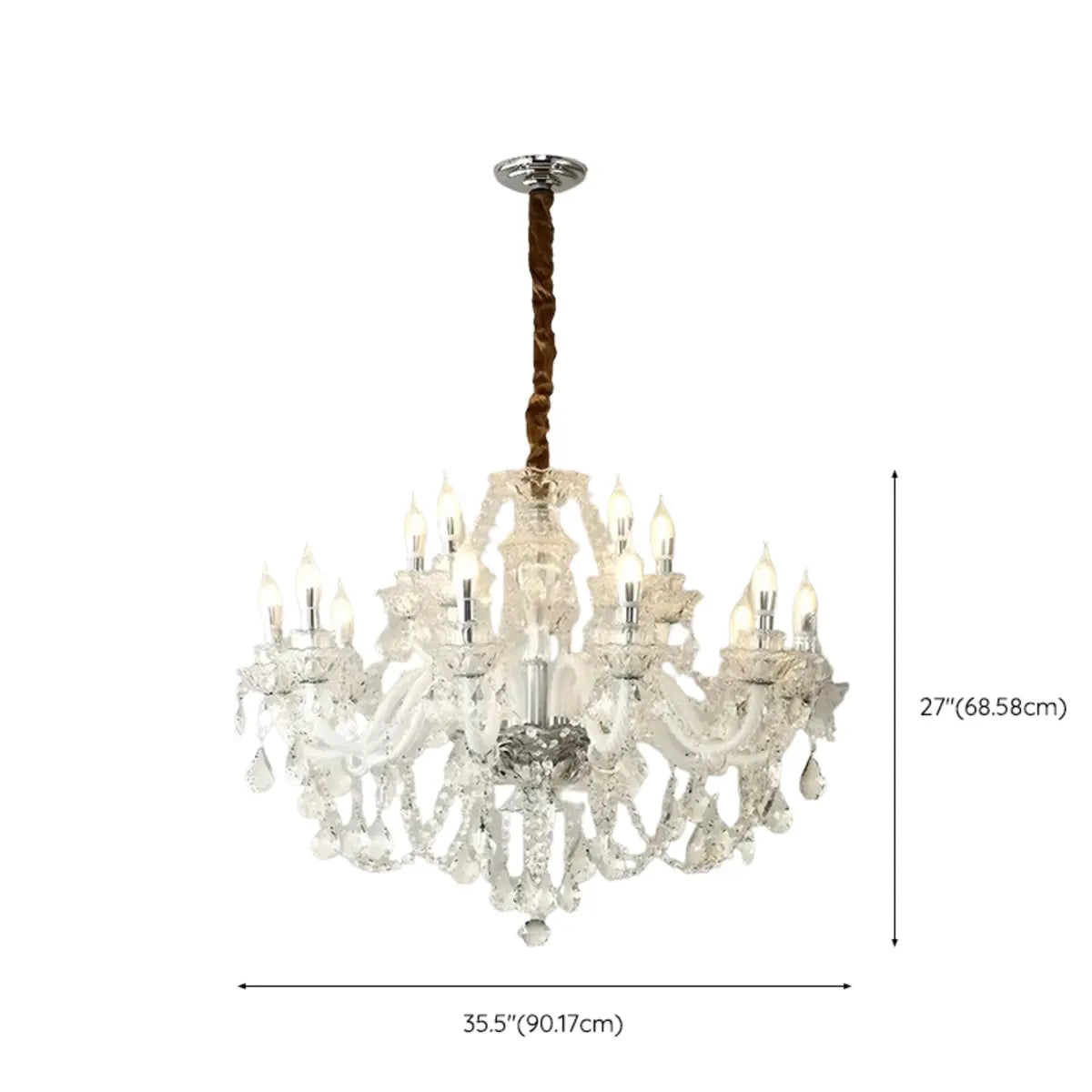 Crystal Clear Living Room Adjustable Candelabra Chandelier Image - 19