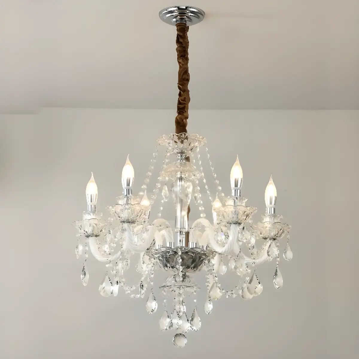 Crystal Clear Living Room Adjustable Candelabra Chandelier Image - 2