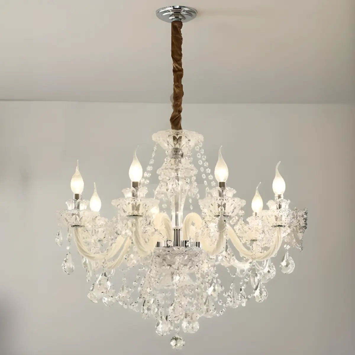 Crystal Clear Living Room Adjustable Candelabra Chandelier Image - 3